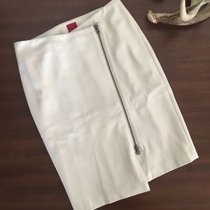 Faux Leather Pencil Shirt w/ Front Zip